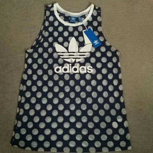 Adidas Tokyo Blue Polka Dots Loose Tank Top